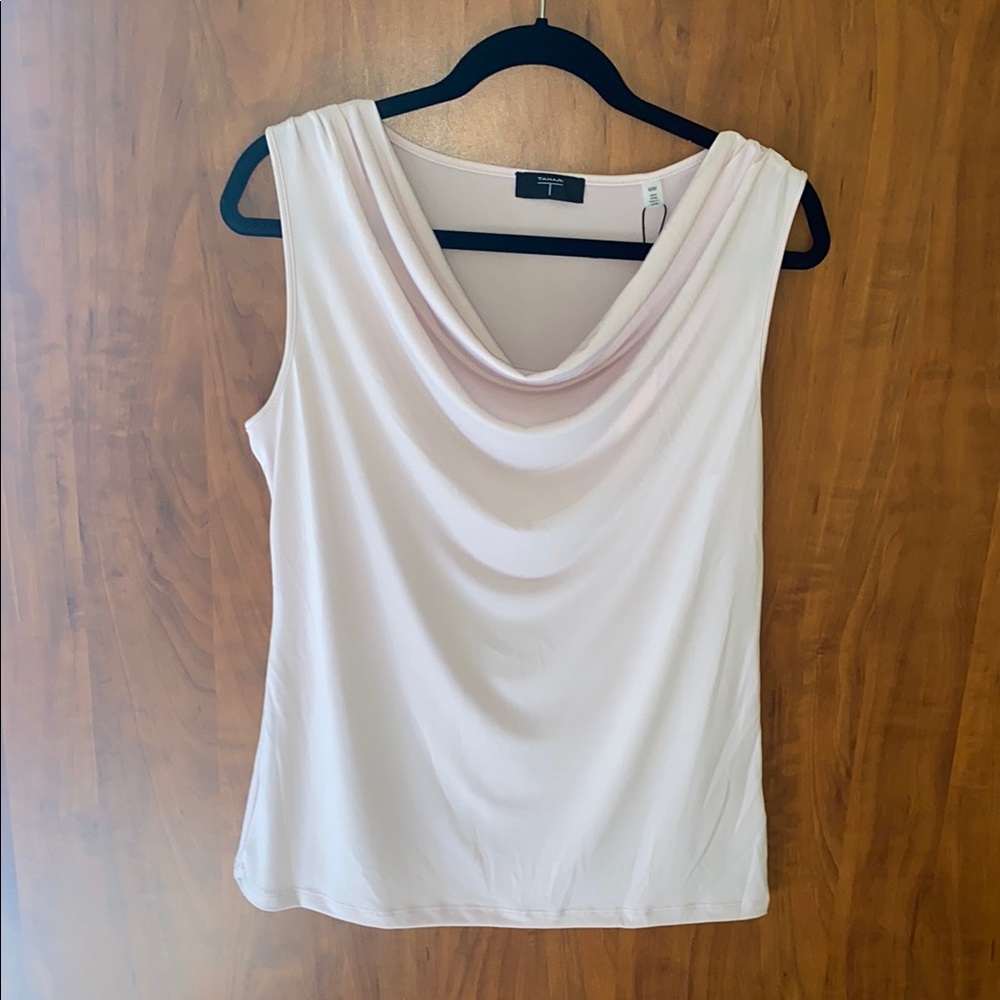 Tahari Soft Pink Drape Neck Blouse